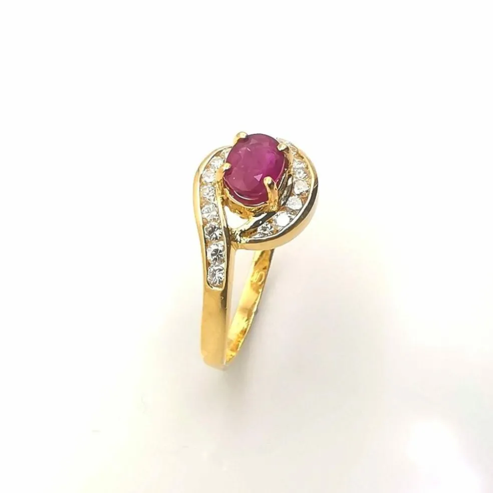 Bague Or jaune Rubis Diamants
