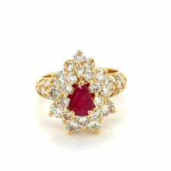 Bague or jaune rubis et diamants