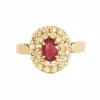 Bague or jaune rubis et diamants