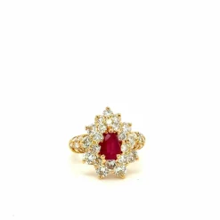 Bague or jaune rubis et diamants