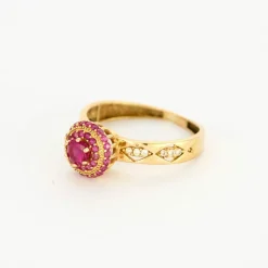 Bague or jaune rubis et saphirs roses