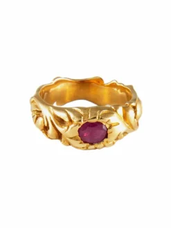Bague Or Jaune Rubis Style Art Nouveau