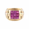 Bague Or jaune Rubis synthétiques