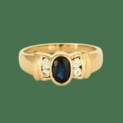 Bague or jaune, saphir