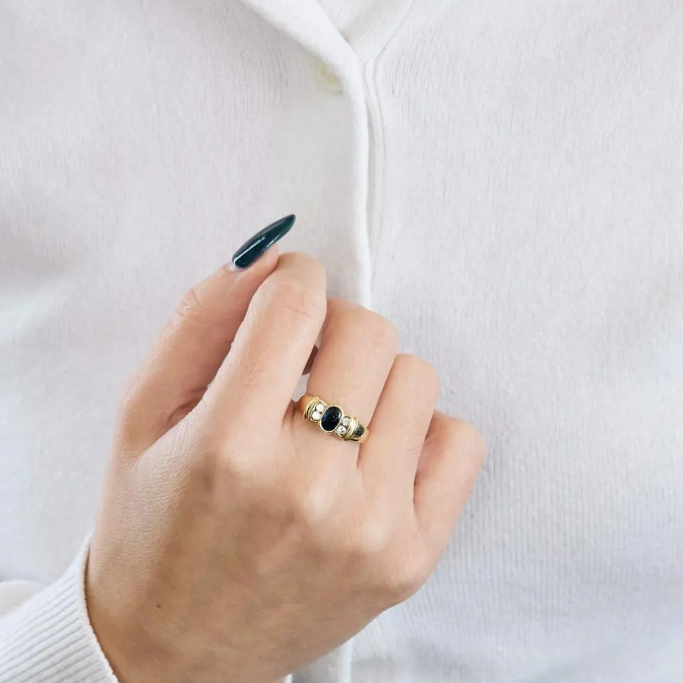 Bague or jaune, saphir