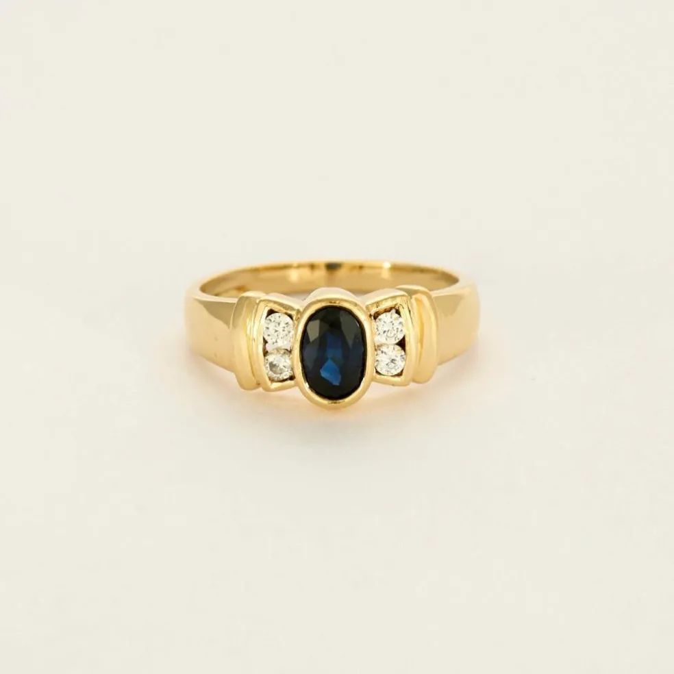 Bague or jaune, saphir