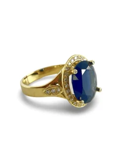 Bague or jaune Saphir 7 carats et Diamants