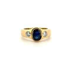 Bague Or Jaune Saphir & Diamants