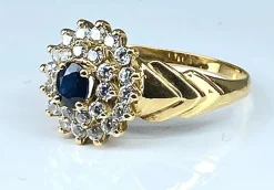 Bague or jaune saphir 26 diamants