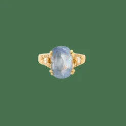 Bague or jaune saphir Ceylan clair et diamants