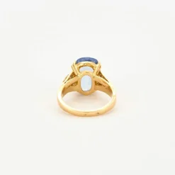 Bague or jaune saphir Ceylan clair et diamants