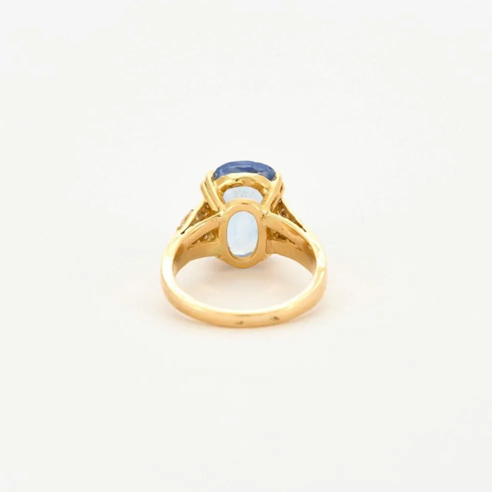 Bague or jaune saphir Ceylan clair et diamants