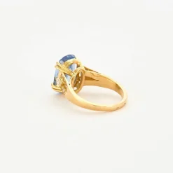 Bague or jaune saphir Ceylan clair et diamants