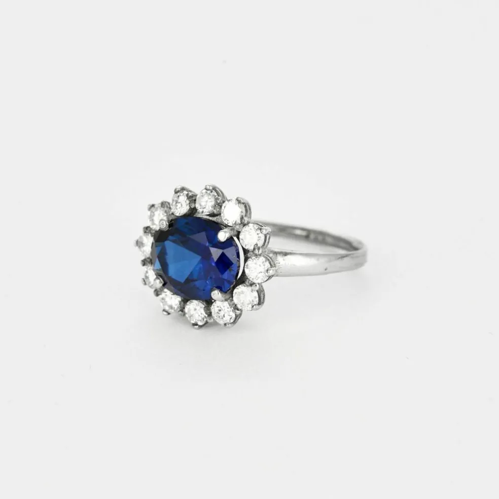 Bague or jaune saphir 4cts, diamants 2cts