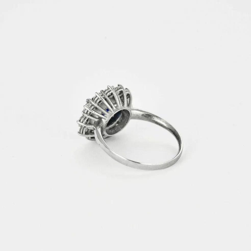 Bague or jaune saphir 4cts, diamants 2cts