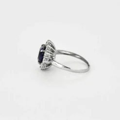 Bague or jaune saphir 4cts, diamants 2cts