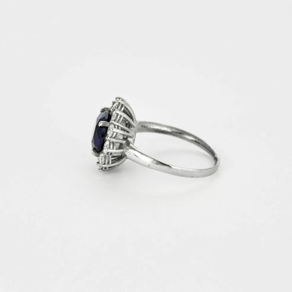 Bague or jaune saphir 4cts, diamants 2cts