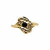 Bague or jaune, saphir, diamants