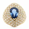 Bague or jaune saphir diamants