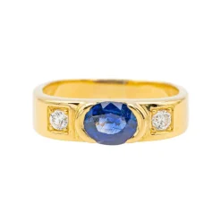 Bague Or jaune Saphir, Diamant