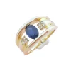 Bague or jaune saphir diamants