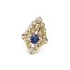 Bague or jaune saphir diamant