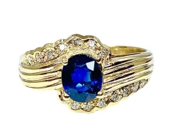 Bague Or jaune Saphir Diamants