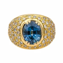 Bague Or jaune Saphir, Diamant