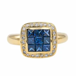 Bague Or jaune Saphir, Diamant