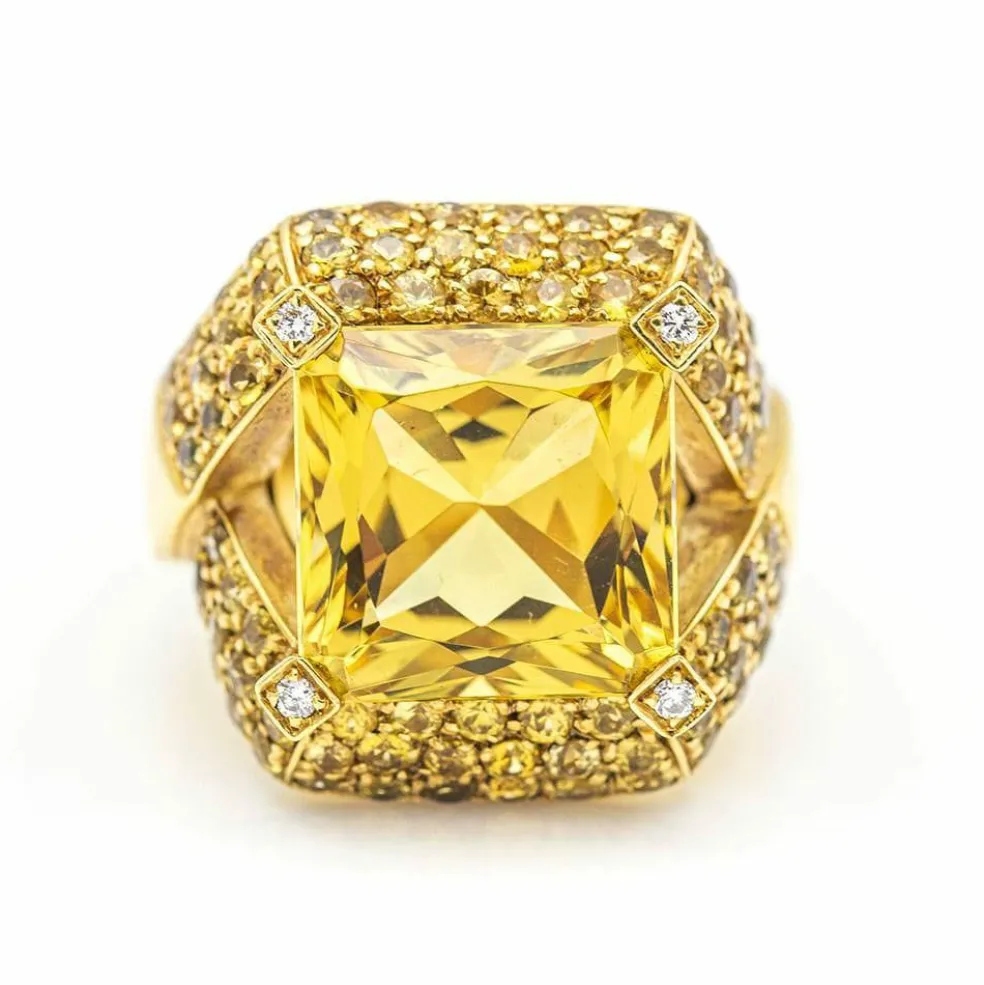 Bague Or jaune Saphir Diamants