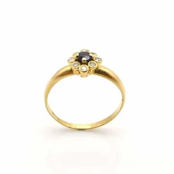 Bague or jaune, saphir, diamants