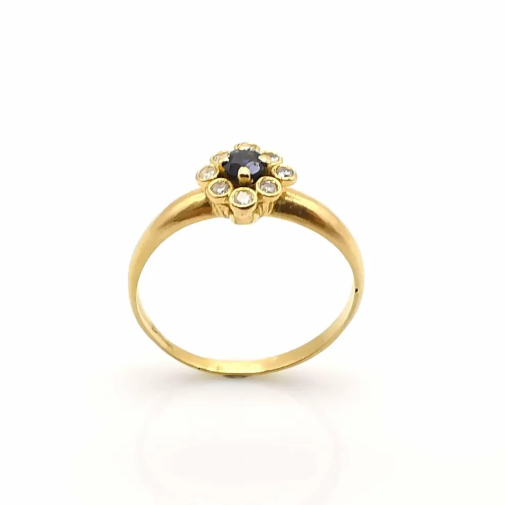 Bague or jaune, saphir, diamants