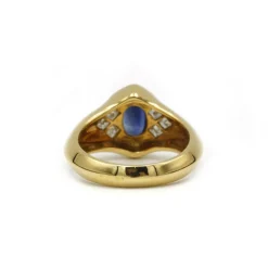 Bague or jaune saphir diamants