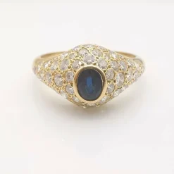 Bague Or jaune Saphir Diamants