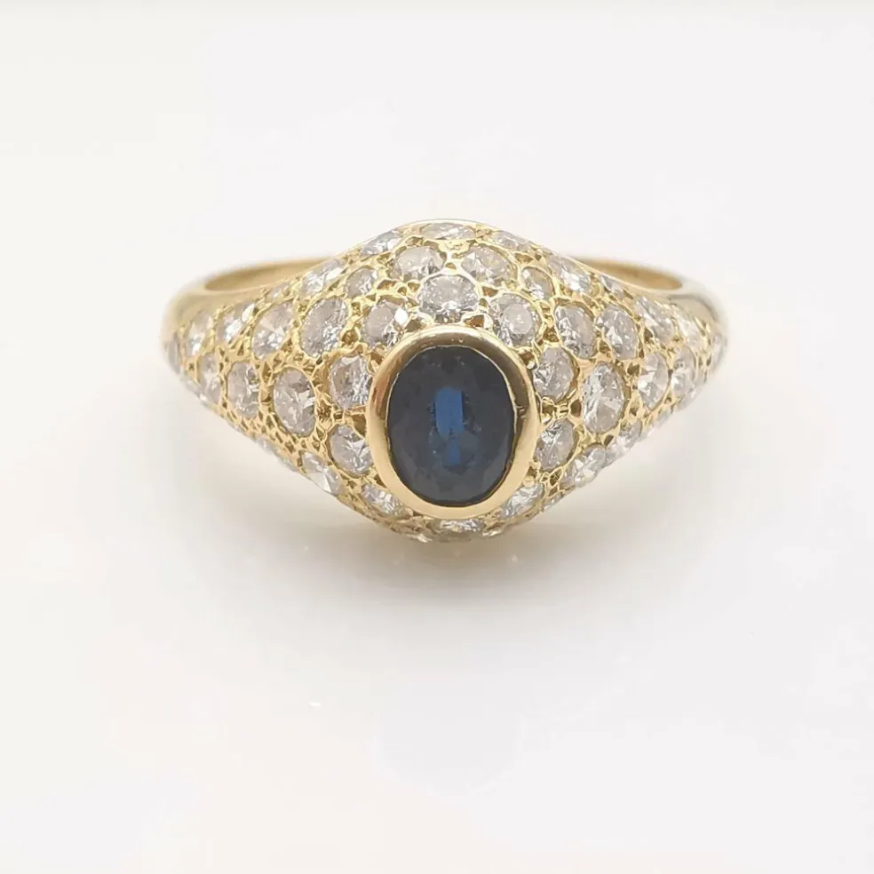 Bague Or jaune Saphir Diamants