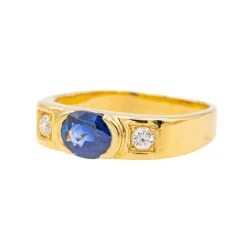 Bague Or jaune Saphir, Diamant