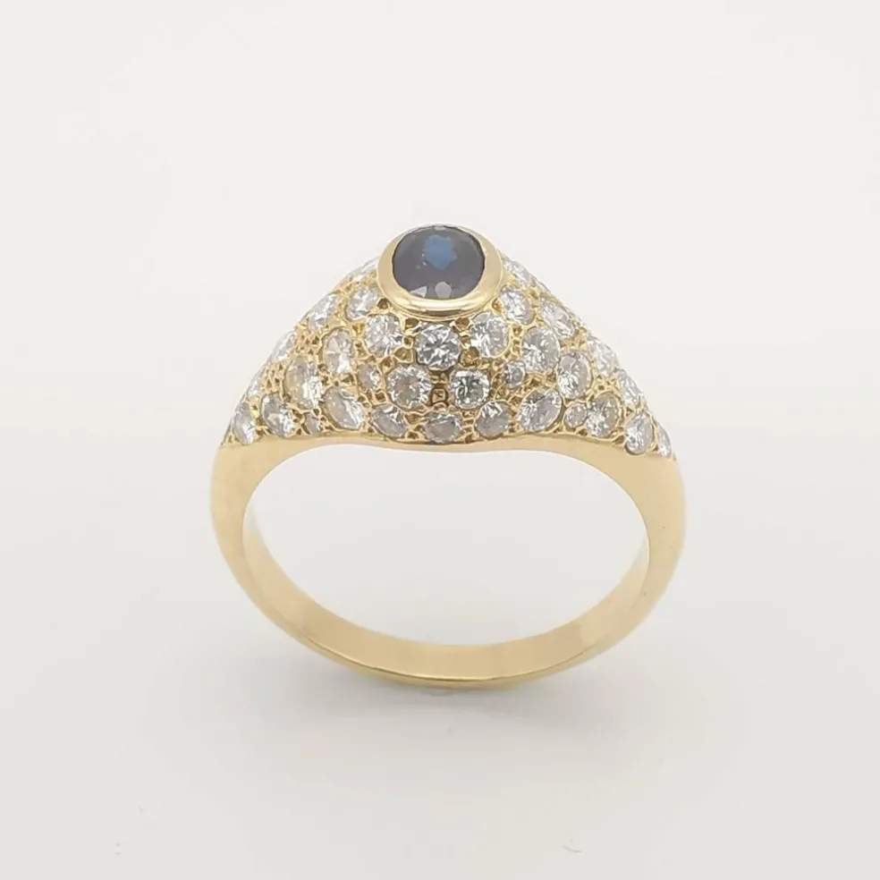 Bague Or jaune Saphir Diamants