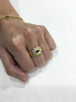 Bague Or jaune Saphir Diamants
