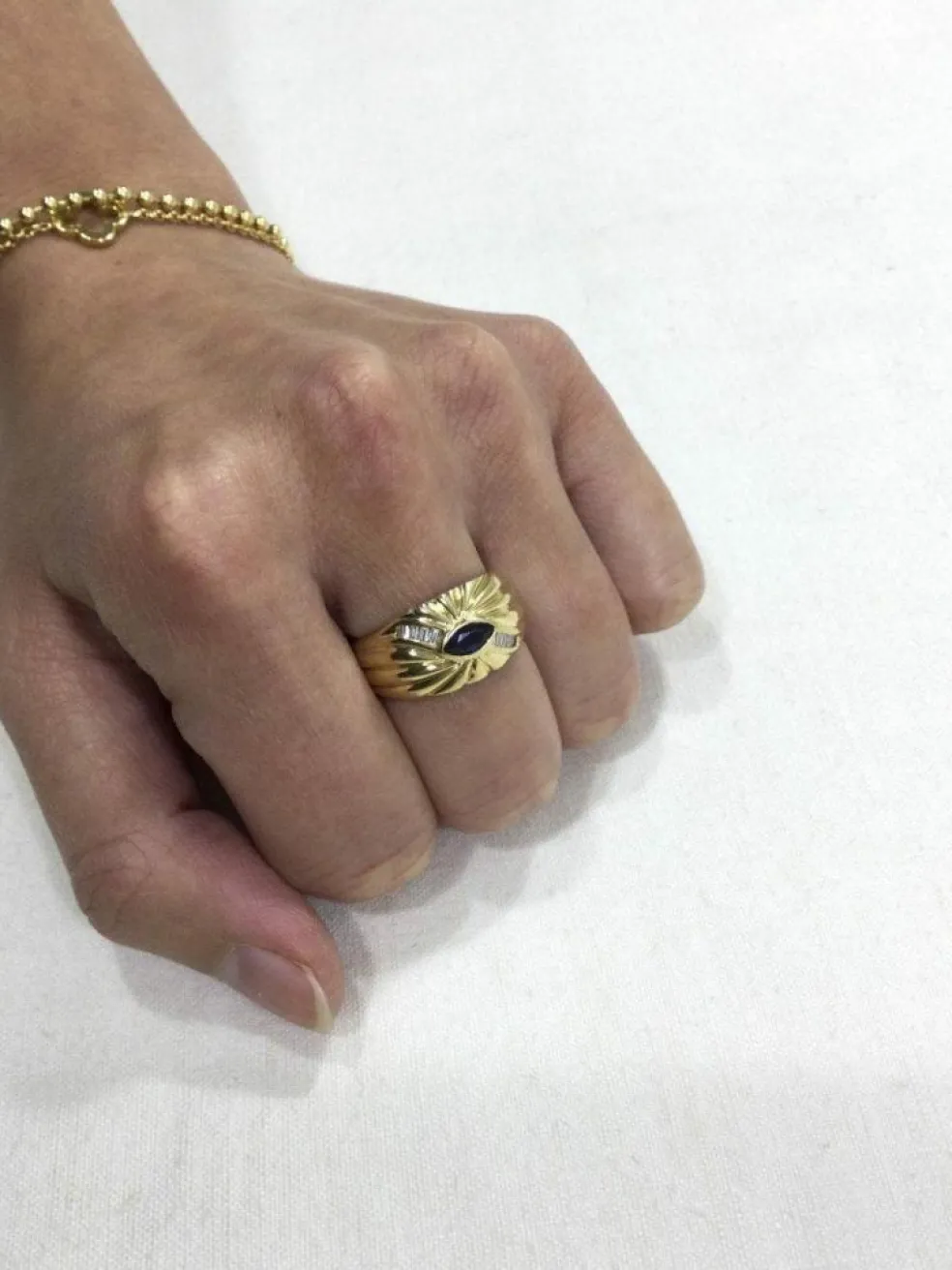 Bague Or jaune Saphir Diamants