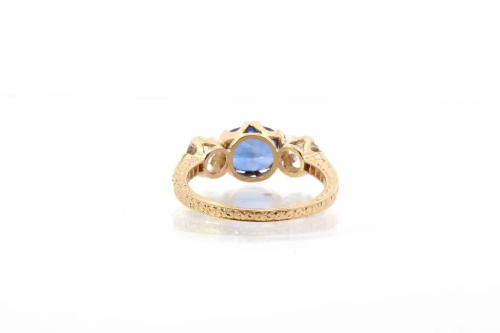Bague Or jaune Saphir Diamants