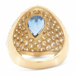 Bague or jaune saphir diamants