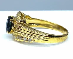 Bague Or jaune Saphir Diamants