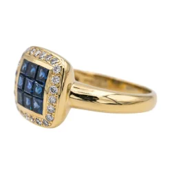 Bague Or jaune Saphir, Diamant