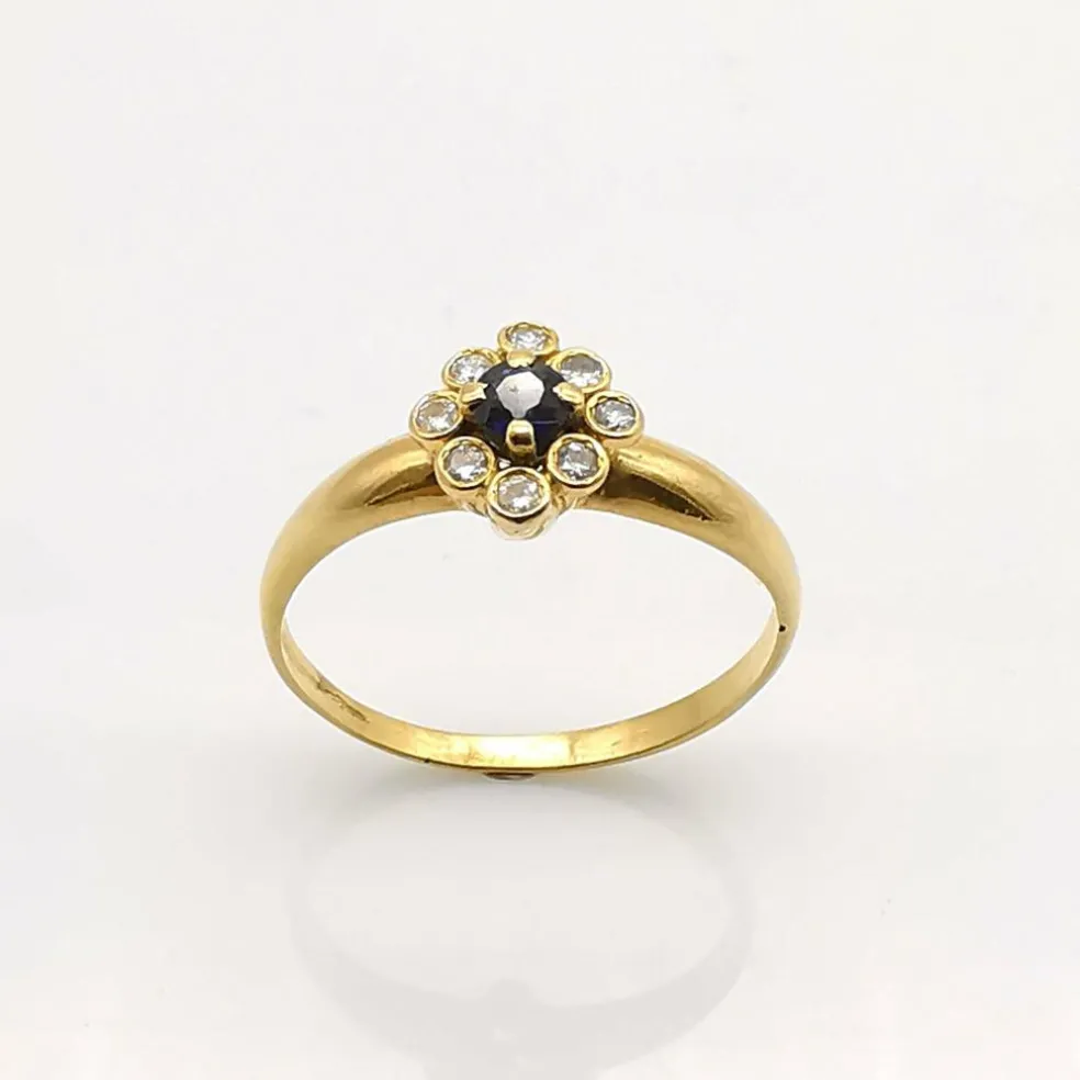 Bague or jaune, saphir, diamants