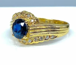 Bague Or jaune Saphir Diamants