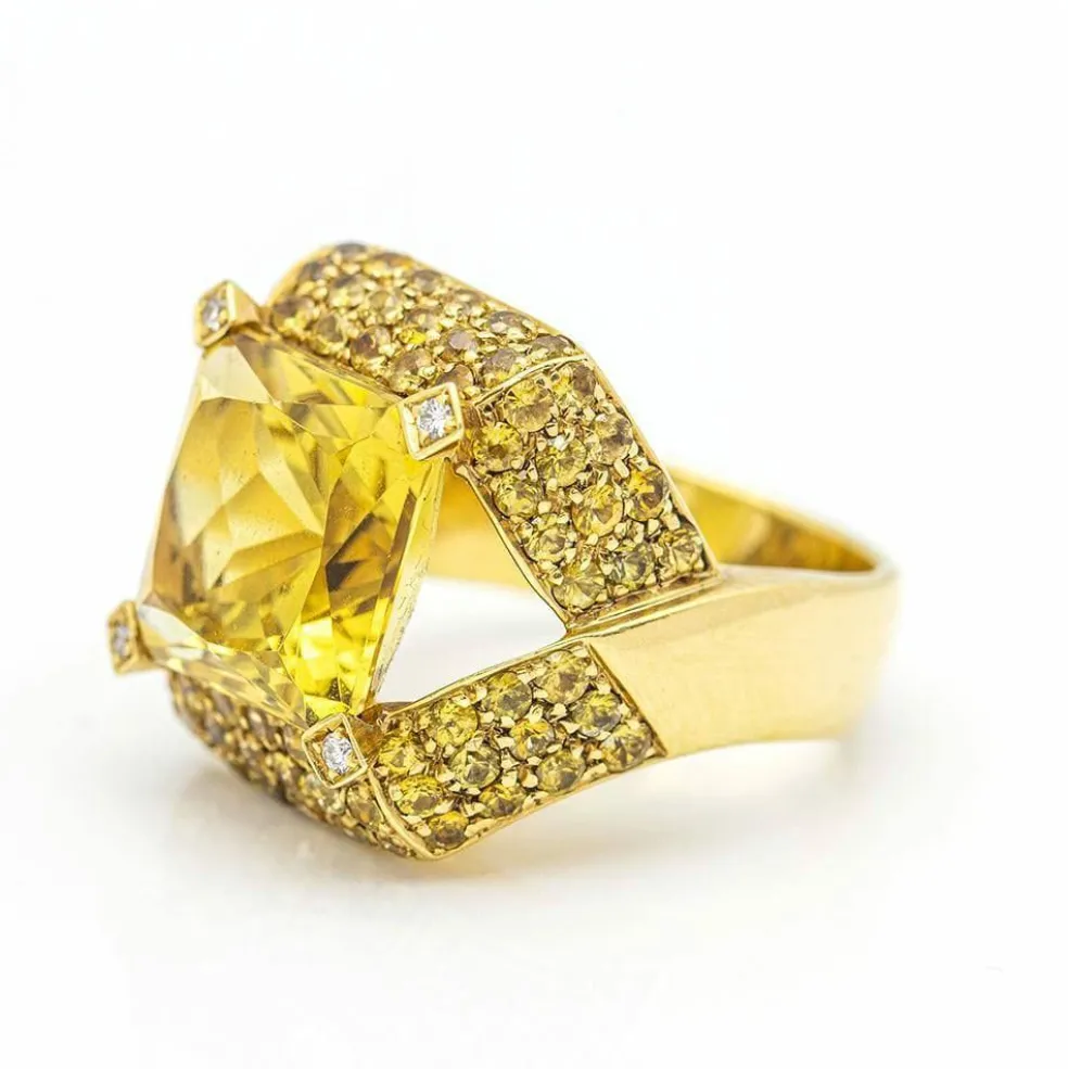 Bague Or jaune Saphir Diamants