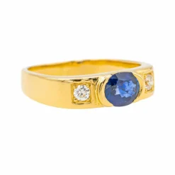 Bague Or jaune Saphir, Diamant
