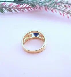 Bague or jaune saphir diamants