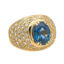 Bague Or jaune Saphir, Diamant