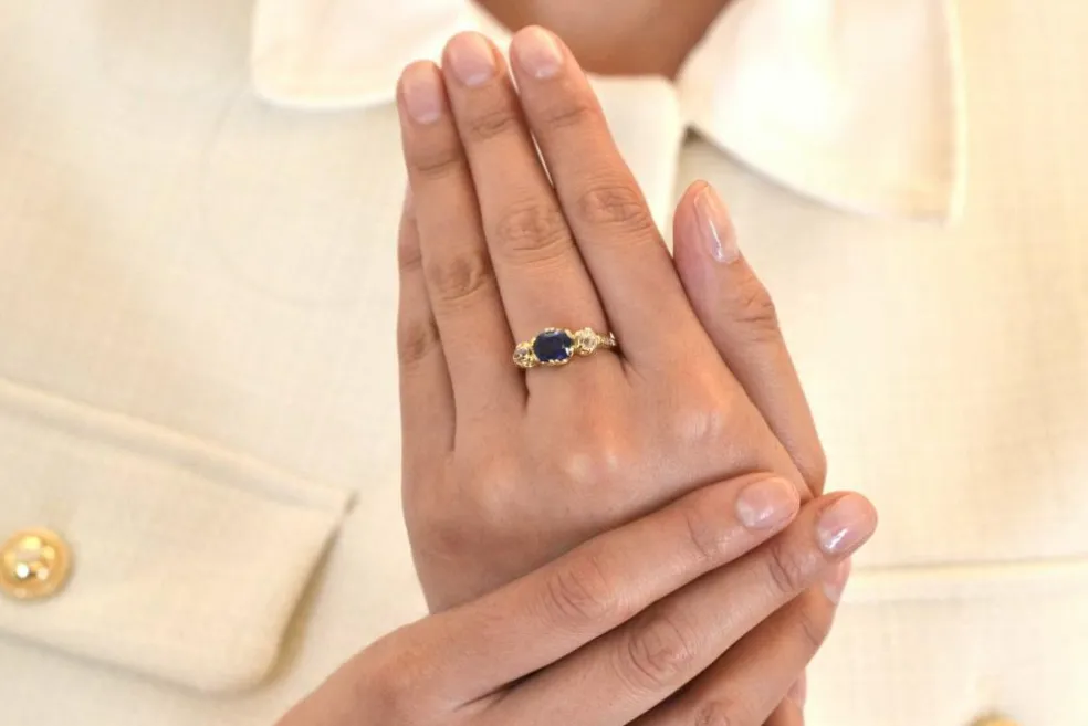 Bague Or jaune Saphir Diamants